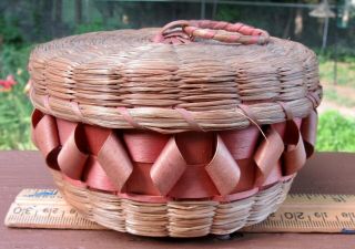 Antique Signed With Date Maine Indian Basket Fancy 2 " X 4 "