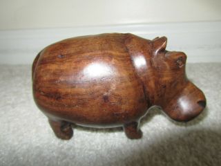 African Hand Carved Hippo Wooden Vintage Hippopotamus Tribal Africa Jungle