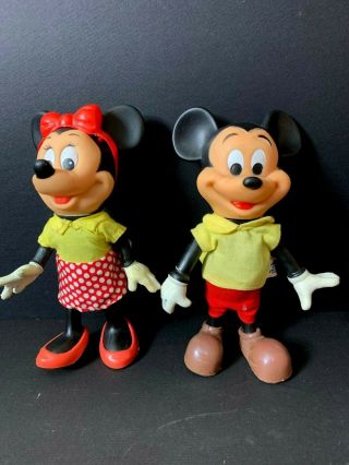 Vintage R.  Dakin Walt Disney Productions Mickey & Minnie Mouse Toy Figure Doll