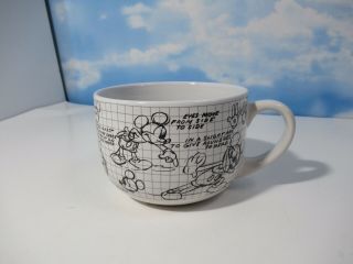 Disney Mickey Mouse Sketch Book Coffee Mug Soup Black White Animation