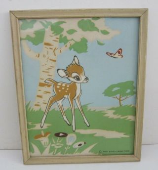 Bambi & Butterfly Vintage 1940s/50s Walt Disney Production Serigraph Framed 8x10