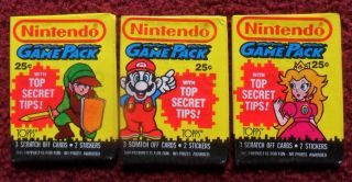 3 Packs 1989 Nintendo Game Trading Cards Mario Zelda Princess Peach