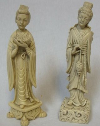 Vintage Italian Ivory - Colored Asian/geisha Figurines