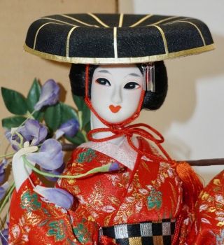 15 " Vintage Oriental Japanese Geisha Doll Fuji Musume (wisteria Maiden) Nishi