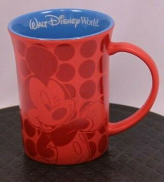 Walt Disney World Red Mickey Mouse Mug Polka Dot Authentic Parks