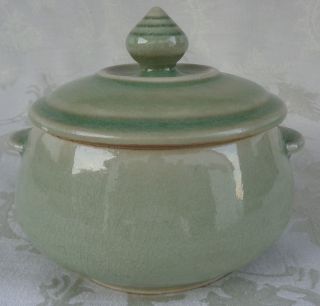 Siam Celadon Pottery Green Individual Round Covered Casserole