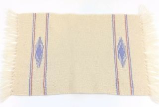 Vtg Chimayo? Soft Wool Rug Mat Southwest Hand Loomed Weaving Pastel Cream Wall