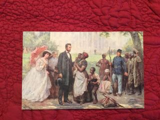 Postcard 1910s " Lincoln And The Contrabands " Black Americana
