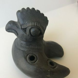 Oaxaca Black Pottery Barro Negro Chicken Ocarina Whistle Folk Art Mexico