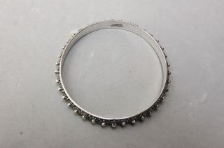 Bangle Bracelet Sterling Silver Siam Spiral & Ball Hand Made 8mm Wide Vintage 2