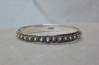 Bangle Bracelet Sterling Silver Siam Spiral & Ball Hand Made 8mm Wide Vintage 4