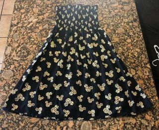 Disney Parks Black Leopard Print Mickey Mouse Strapless Dress Size L/xl