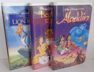 Walt Disney Vhs Tapes Aladdin 1662 Beauty & The Beast 1325 The Lion King 2977