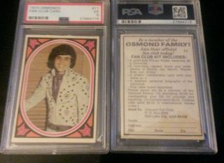 Rare 1973 Osmonds 11 Donny Osmond Fan Club Card Ex Psa 5