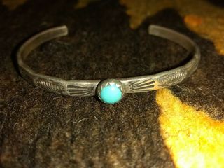 Vintage San Ildefonso Silver And Turquoise Child 