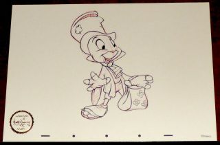 Wdcc Pinocchio Jiminy Cricket 2003 Figurine Sketch Walt Disney Lithograph Print