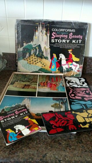 Vintage 1959 Walt Disney Sleeping Beauty Colorforms Story Kit W Booklet