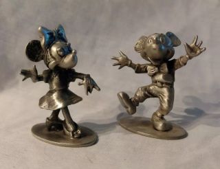 The Walt Disney Co Hudson Pewter 654 Mickey Mouse & 655 Minnie Mouse Figures