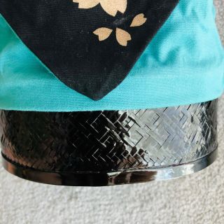 Japanese Vintage 90 ' Yukata/Kimono Green Bag,  Hakama Pouch/Kinchaku Sakura 3
