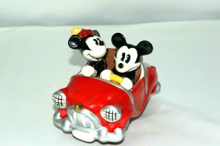 Vintage Disney Mickey And Minnie Mouse Salt And Pepper Shakers Car Euc