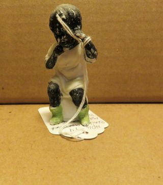 Vintage Black Americana Bisque Figurine Crying Child On Chamber Pot - 3 " T