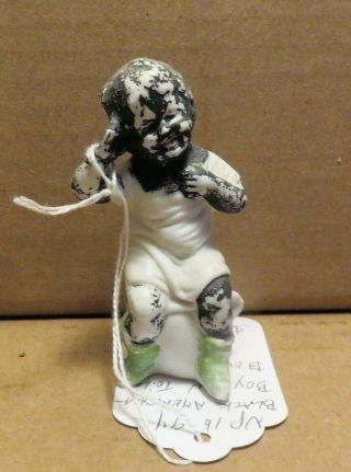 Vintage Black Americana Figurine Crying Boy On Chamber Pot - 3 " T
