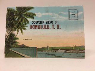 C1935 Souvenir Views Of Honolulu Th 18 Pics Postcard Foldout As - Is Color History