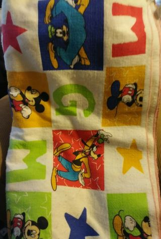 Vintage Disney Bedding Blanket 72x90 Twin/full Usa Letters Mickey Mouse Kid Baby