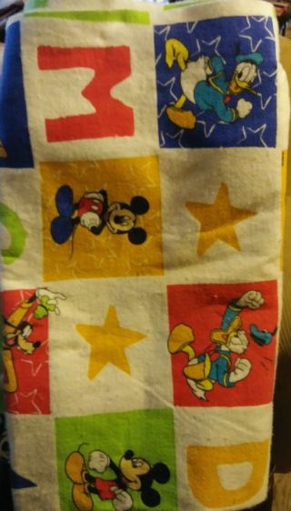 Vintage Disney Bedding Blanket 72x90 Twin/Full USA Letters Mickey Mouse Kid Baby 2
