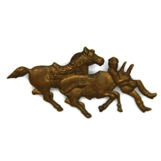 Vintage Bull Riding Pin Rodeo Cowboy Steer Horse Collectible Metal Pin Brooch
