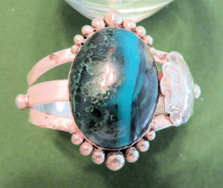 Vintage Antique Silver Bracelet Large Turquoise Stone As - Is For Repair