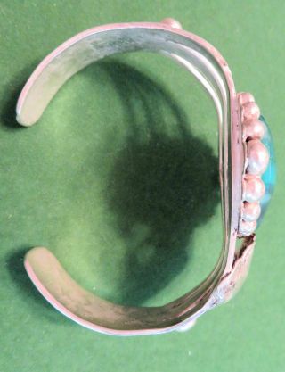 Vintage Antique Silver Bracelet Large Turquoise Stone As - is for Repair 8