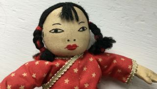 Vintage Ada Lum China Chinese Hong Kong Girl Doll 6 Inches Braids Sweet