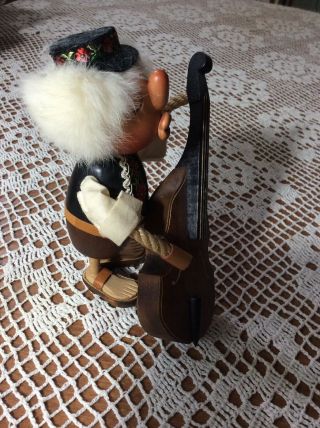 Rare Wooden Figurine Casy Boys Swiss Man With Cello Signed C.  Casagrande 2