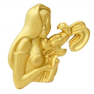 Rare Vintage Signed Disney Roger & Jessica Rabbit Gold Tone Pin Brooch
