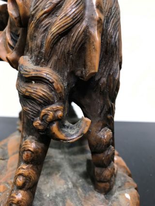 Vtg HEAVY 10LBS Chinese Solid Resin Wise Man Riding Foo Dog Dragon Art Statue 3