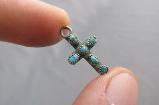Vintage Old Pawn Sterling Turquoise Cross Pendant