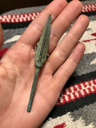 Mlc S3537 Medieval Bronze Arrowhead Harpoon Tip Artifact Old Relic Europe Asia