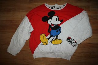 Vtg 80s Disney J.  G.  Hook Reversible Sweatshirt Crew Puffer Mickey Mouse One Size