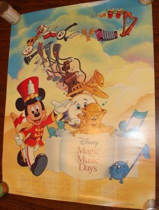 Walt Disney World Disneyland Promo Magic Music Days Poster Calendar 1991 - 92 Lg