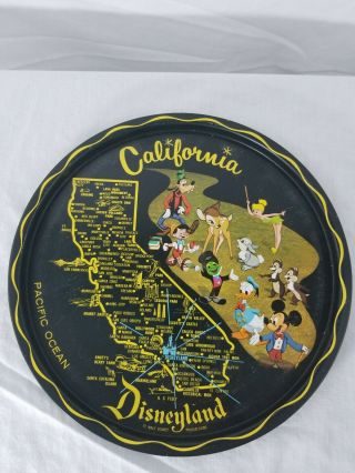 Vintage California Disneyland Walt Disney Tray Plate Metal Souvenir Park