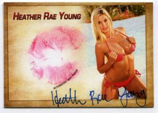 Heather Rae Young Autograph Kiss Print Card Playboy Potm 2018 Collectors Expo