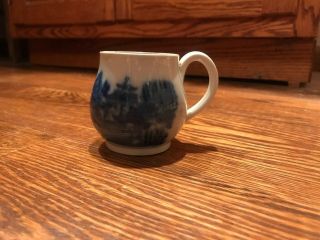 Antique Export China Small Mug Cup Flow Blue & White Canton