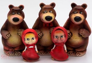 Clay figurine Masha & the Bear Маша и Медведь Russian Cartoon souvenir handmade 2