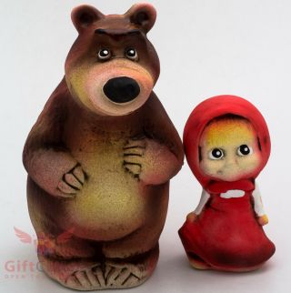 Clay figurine Masha & the Bear Маша и Медведь Russian Cartoon souvenir handmade 3