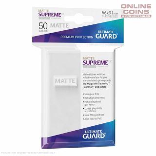 Ultimate Guard Supreme Ux Matte Standard Card Sleeves - White - Pack Of 50