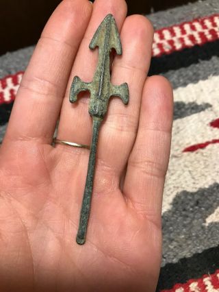Mlc S3535 Medieval Bronze Arrowhead Harpoon Tip Artifact Old Relic Europe Asia