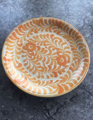 Vintage Jmb Mexican Talavera Pottery Hand Painted Dinner Plate Wall Art Orange