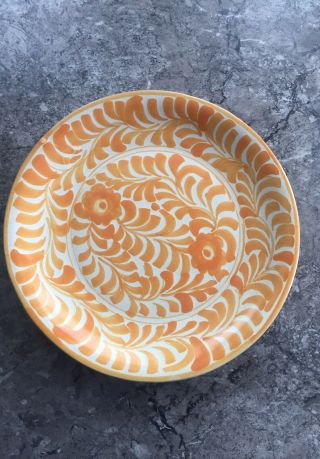 Vintage JMB Mexican Talavera Pottery Hand Painted Dinner Plate Wall Art Orange 2