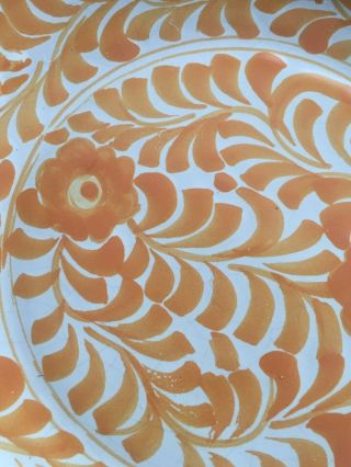 Vintage JMB Mexican Talavera Pottery Hand Painted Dinner Plate Wall Art Orange 3